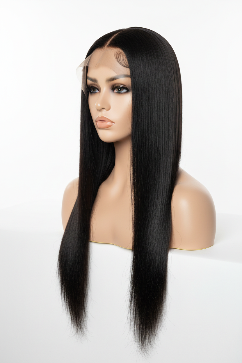 26 Inch HD Lace Frontal Wig Black Straight
