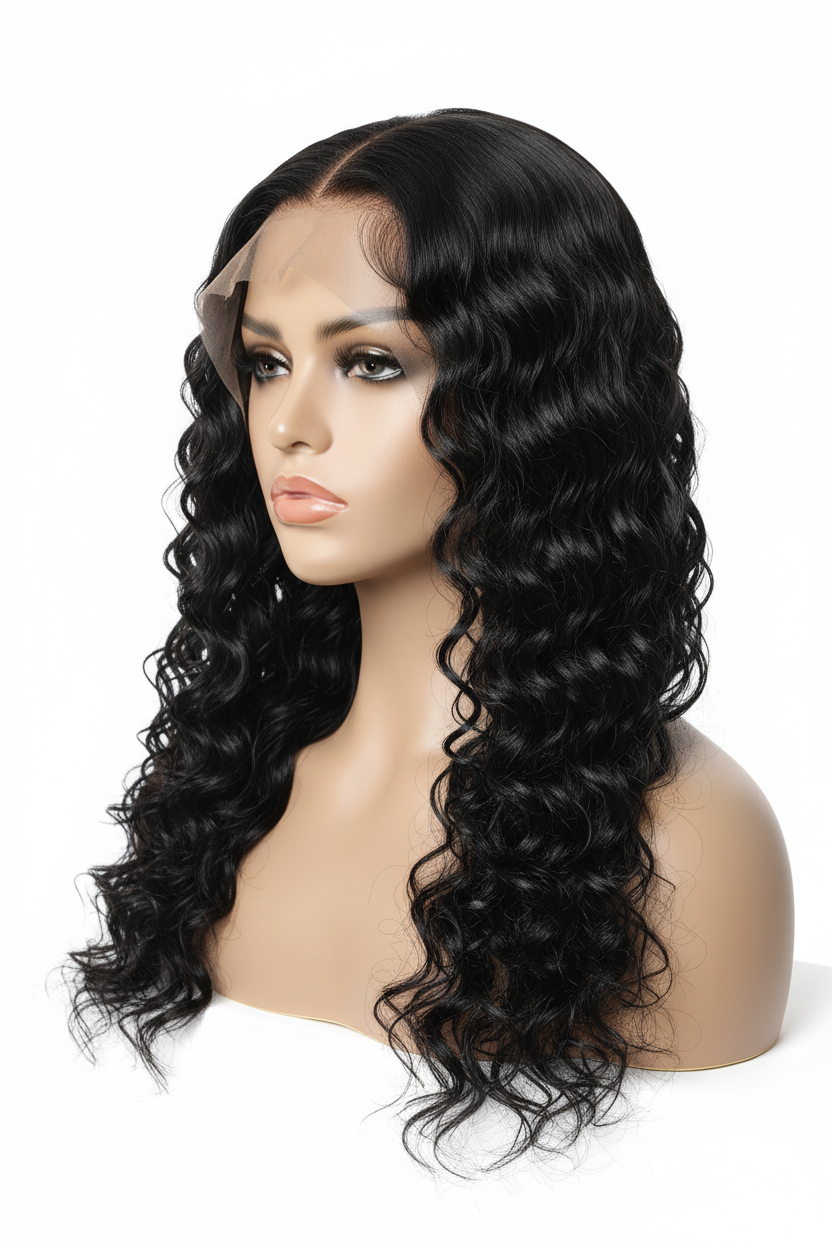 26 Inch HD Lace Frontal Wig Deep Wave Black