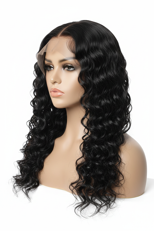 26 Inch HD Lace Frontal Wig Deep Wave Black